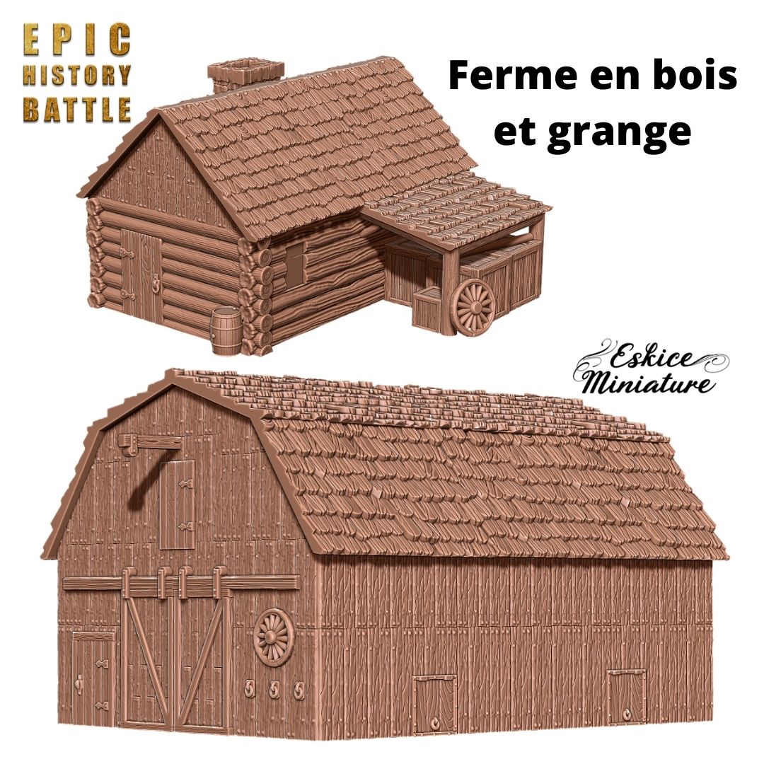 Ferme en bois et grange – Eskice Miniature