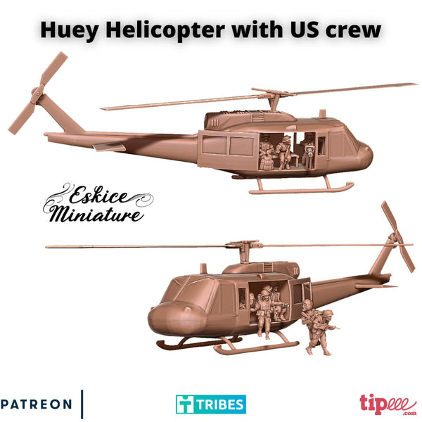 Hélicoptère Bell UH-1 "Huey" avec soldats