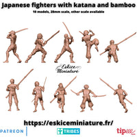 Combattants Japonais avec katana et bambou (x10)