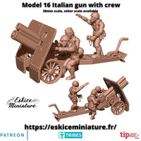 Canon Model 16 et servants italiens