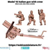 Canon Model 16 et servants italiens