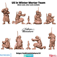 Equipage mortier et observateur US en Hiver