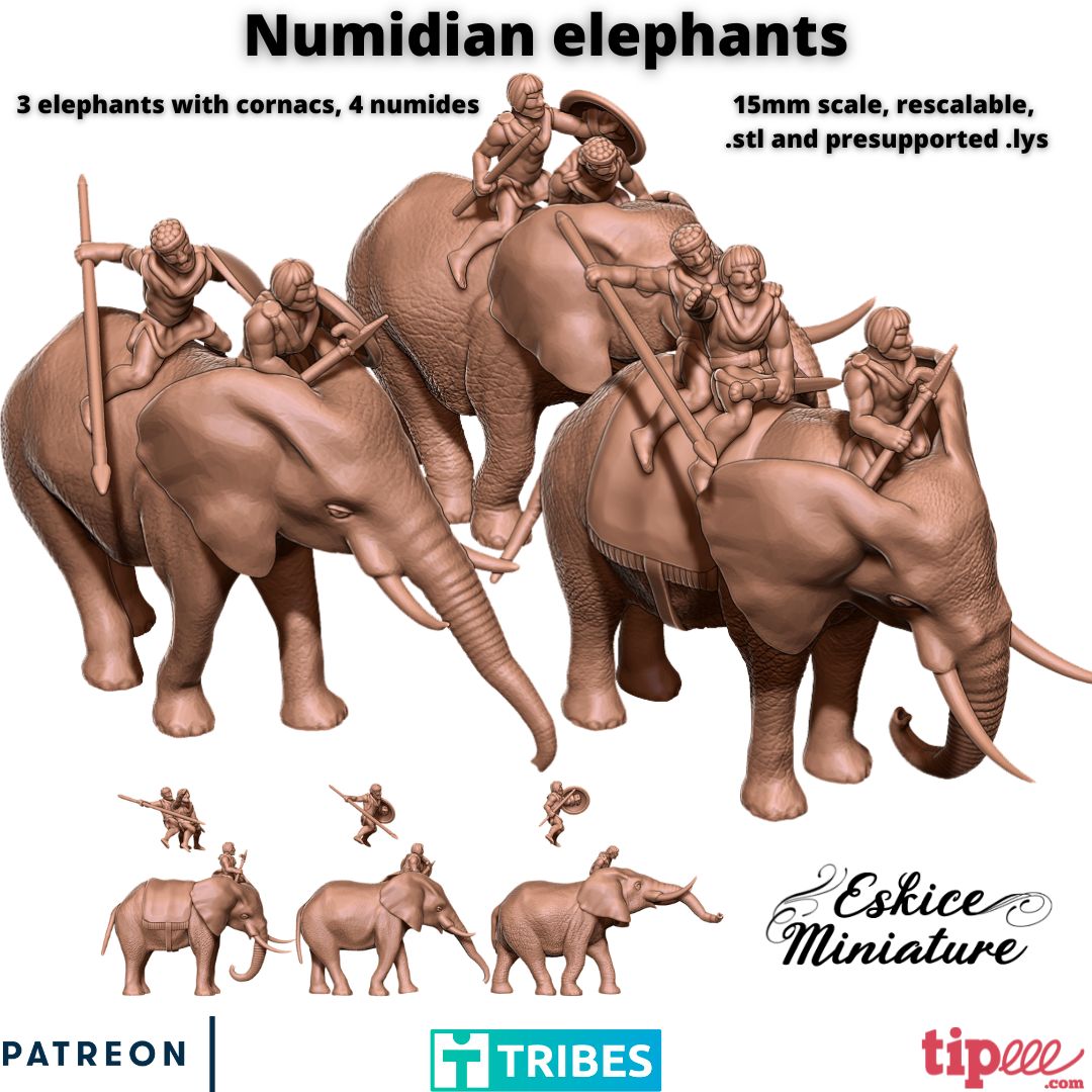 Numides sur éléphants - 15mm EHB – Eskice Miniature