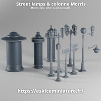 Lampes de rue et colonne Morris