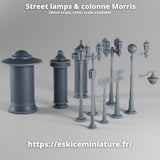 Lampes de rue et colonne Morris