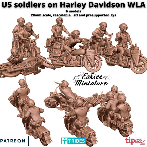 Soldats US sur Harley Davidson WLA