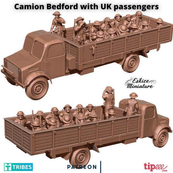 Camion Bedford et passagers Anglais