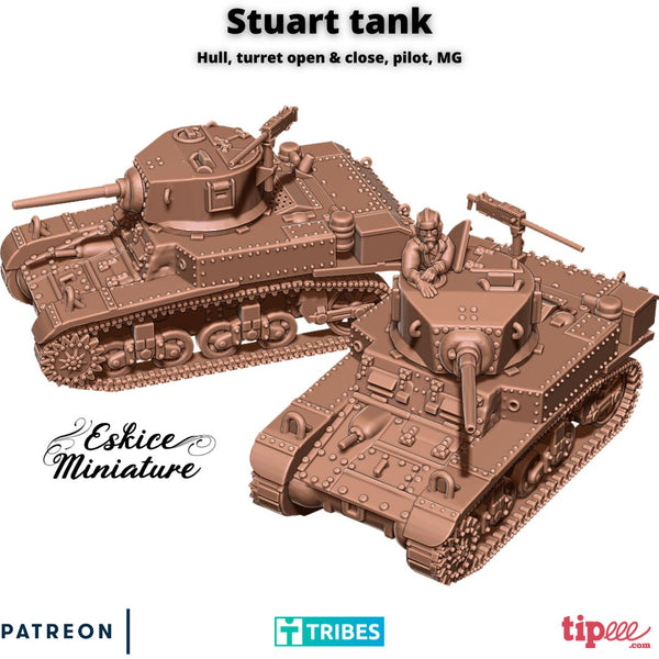 Stuart tank avec pilote